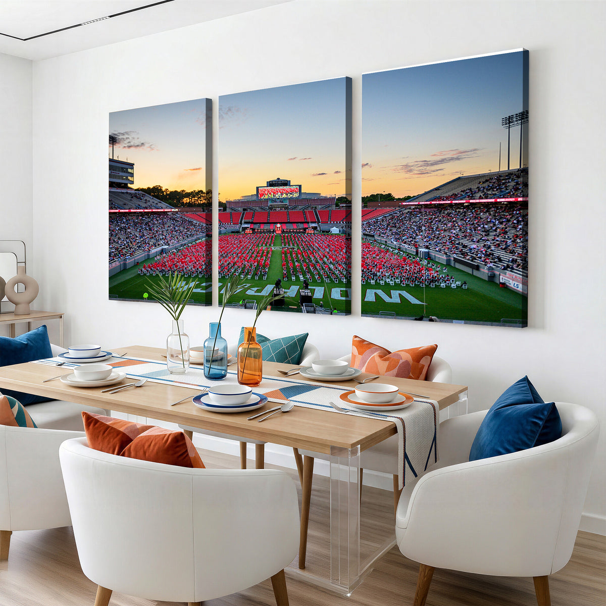 35266-MGV-CV-36X24 - NC State Wolfpack Football Team Print Wall Art - Raleigh Carter-Finley Stadium Wall Art Canvas Print