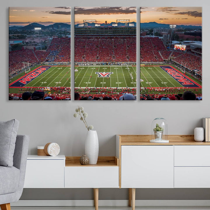 Arizona Wildcats Football Team Print - Tucson Arizona Stadium Wall Art Canvas Print