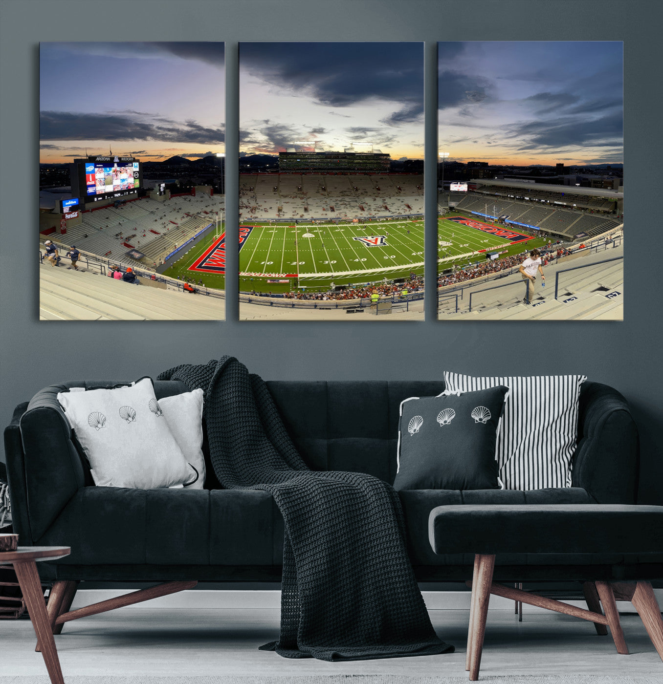24339-MGV-CV-60X30-3P-Arizona Wildcats Football Team Print - Tucson Arizona Stadium Wall Art Canvas Print