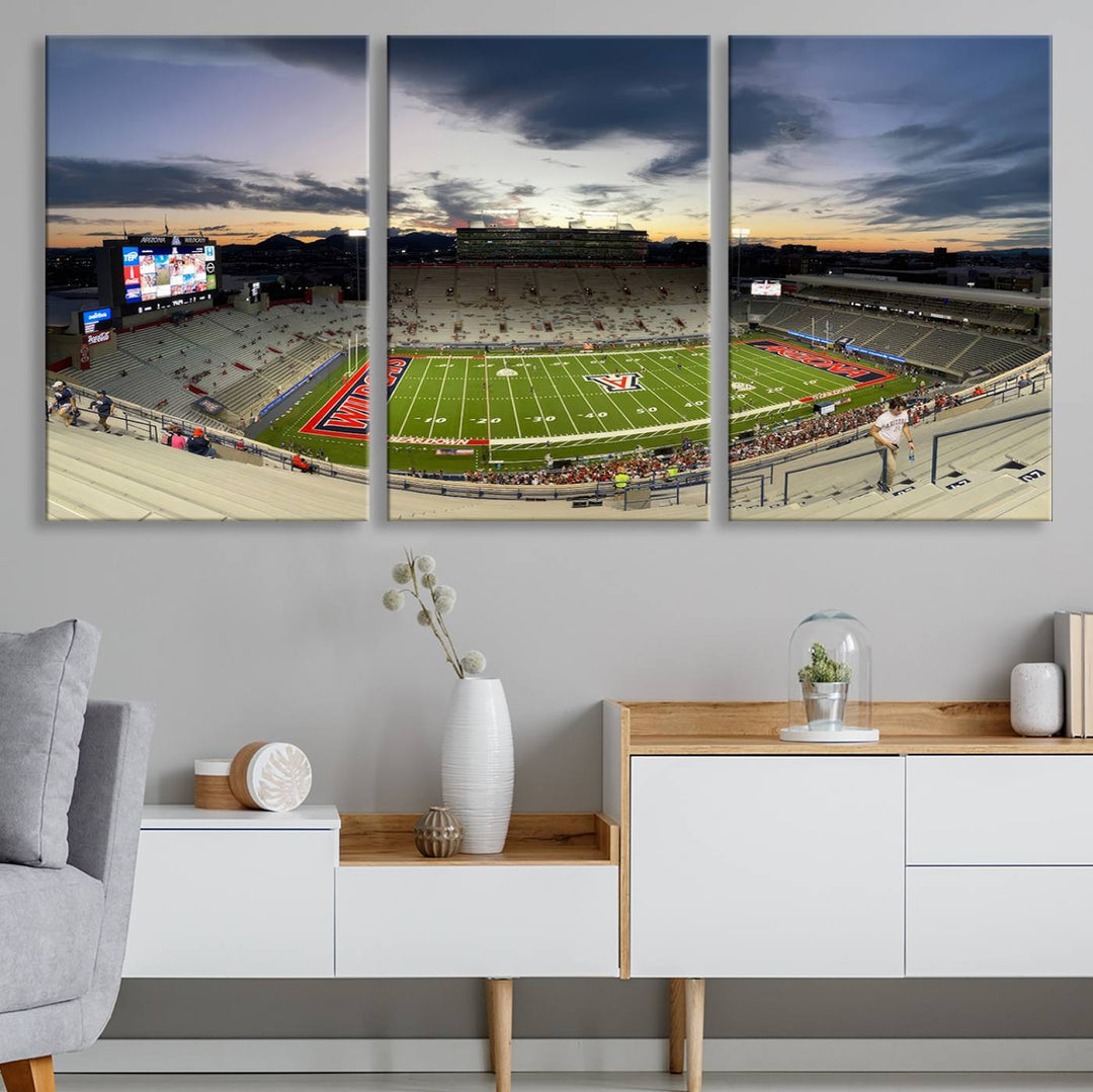 Arizona Wildcats Football Team Print - Tucson Arizona Stadium Wall Art Canvas Print