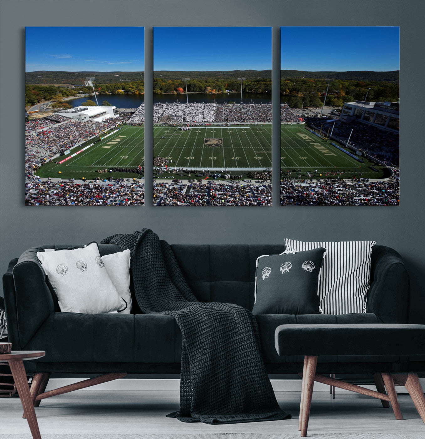 52056-MGV-CV-60X30-3P-Army Black Knights Football Team Print - West Point Michie Stadium Wall Art Canvas Print