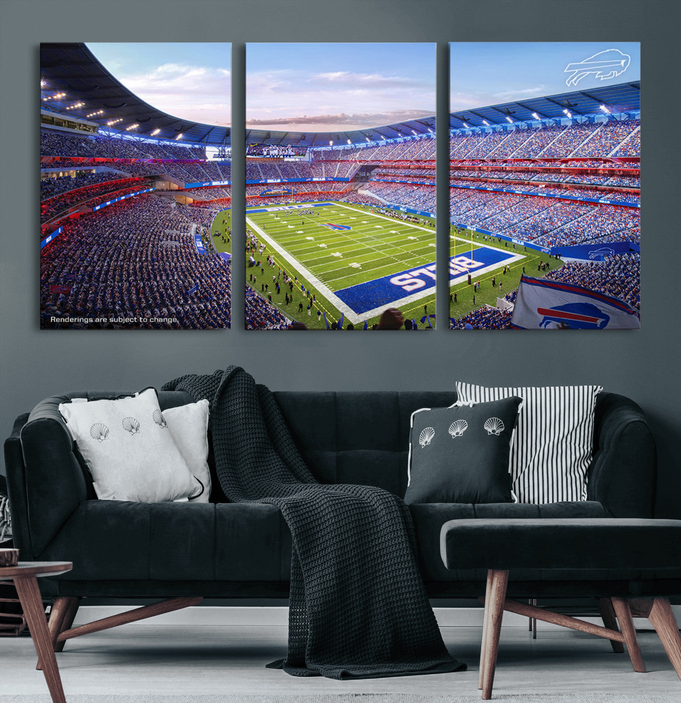 57873-MGV-CV-60X30-3P-Buffalo Bills Football Team Print Canvas - Buffalo Highmark Stadium Wall Art Canvas Print