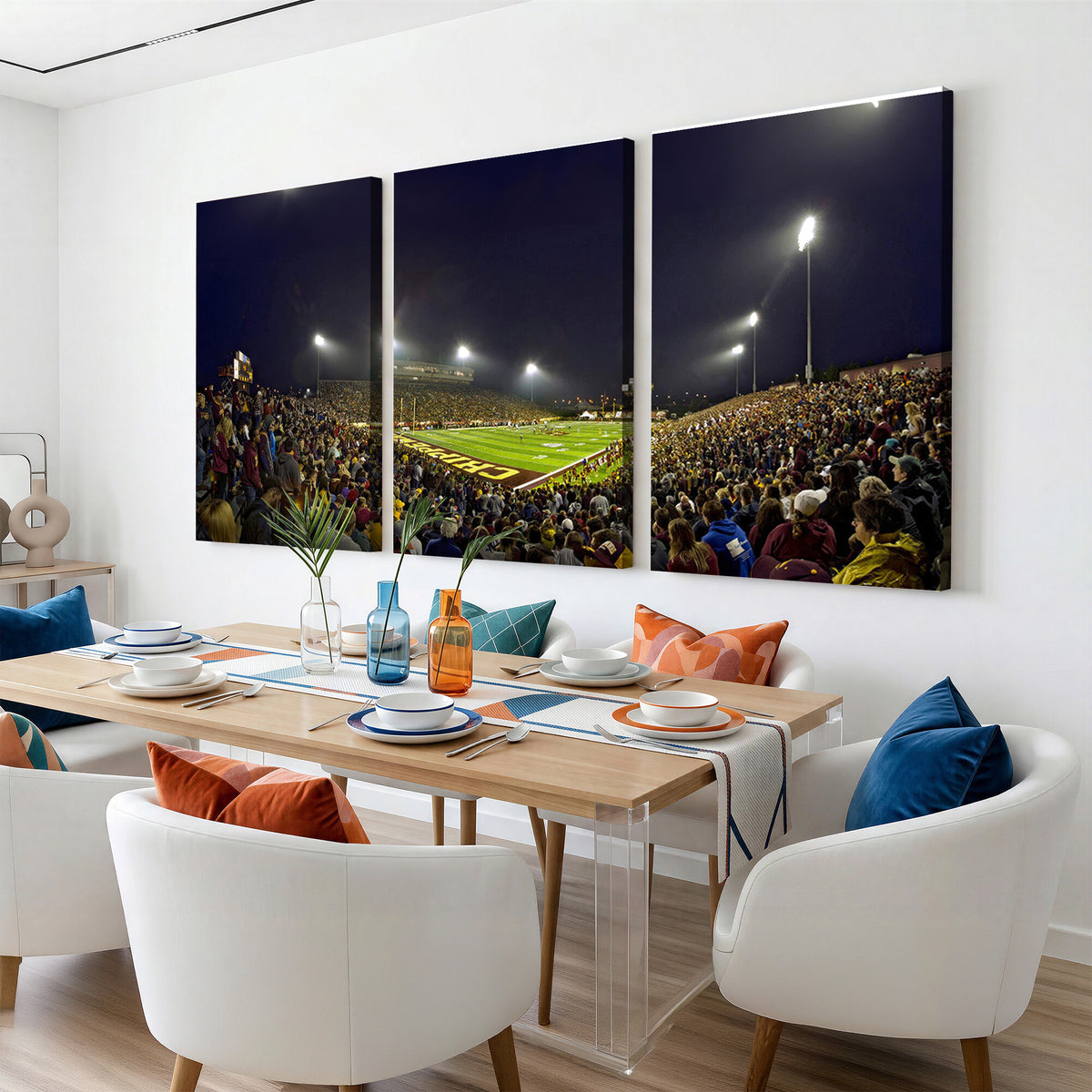 45619-MGV-CV-36X24 - Central Michigan University Chippewas Canvas Wall Art, Football Team Print - Mount Pleasant