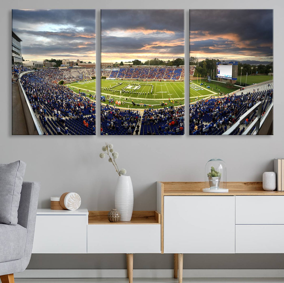 Duke University Blue Devils Football Team Print - Durham Wallace Wade Stadium Wall Art Canvas Print