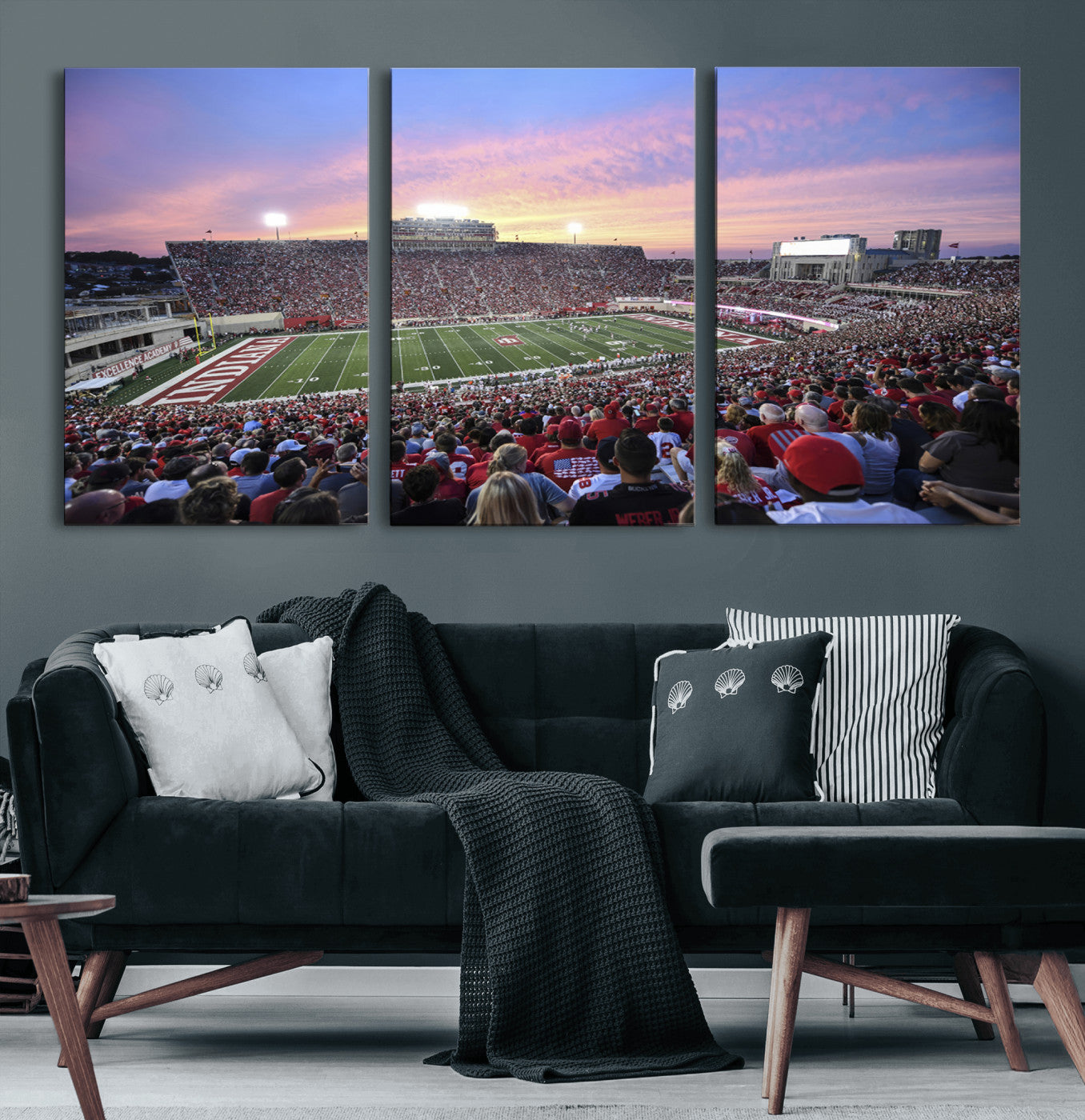 13046-MGV-CV-36X24-Indiana University Hoosiers Football Team Print - Bloomington Memorial Stadium Wall Art Canvas Print