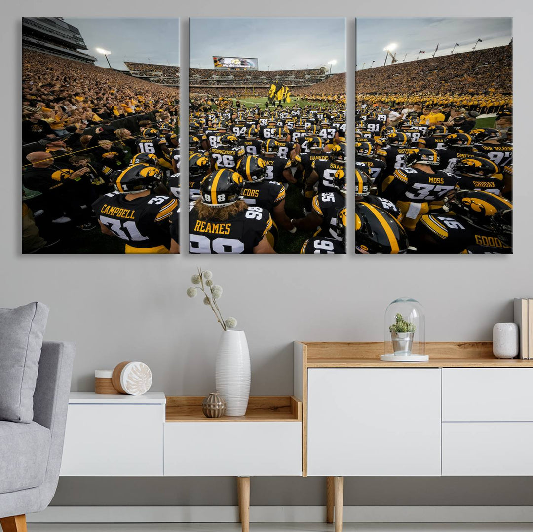 Iowa University Hawkeyes Football Team Print - Iowa City Kinnick Stadium Wall Art Canvas Print