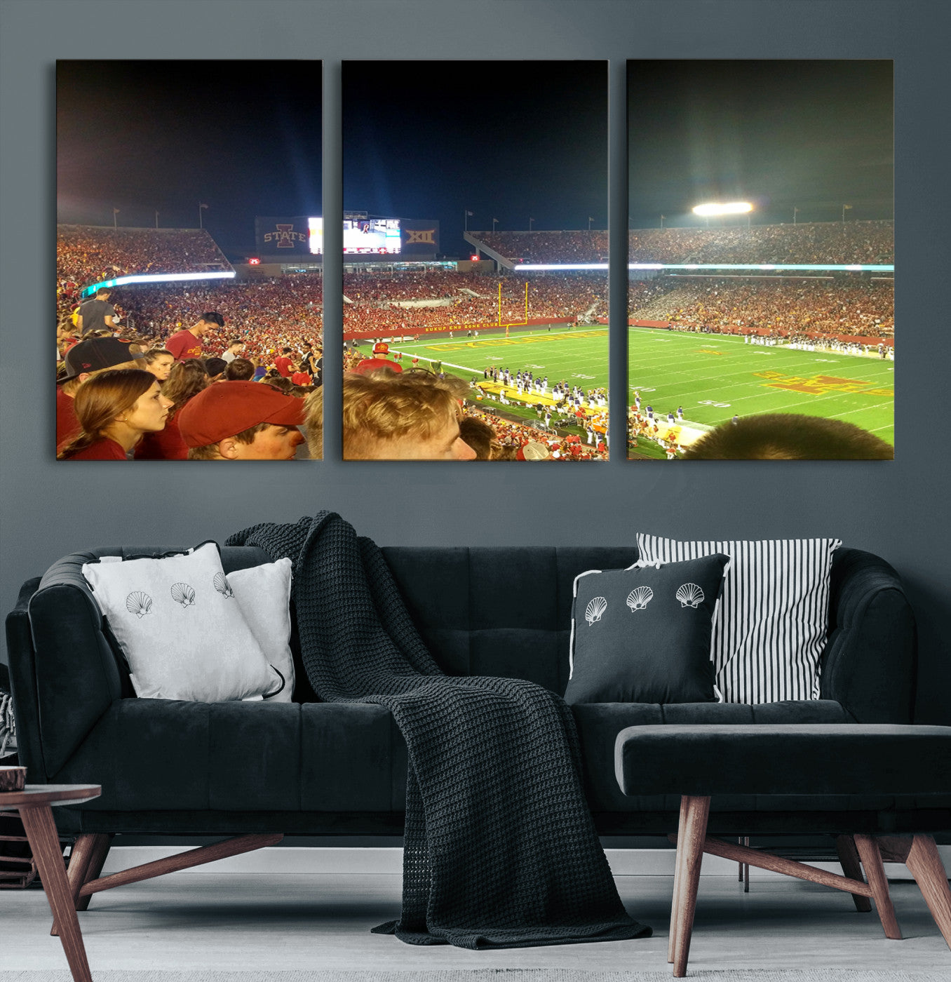 94319-MGV-CV-60X30-3P-Iowa State University Cyclones Art Print, Football Team Print - Jack Trice Stadium Ames Wall Art
