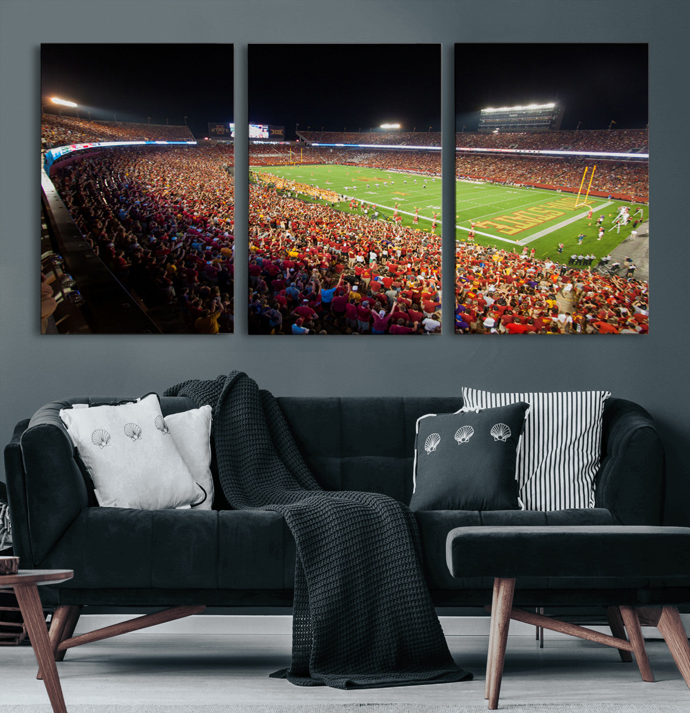 35139-MGV-CV-60X30-3P-Iowa State University Cyclones Canvas Print, Football Team Print - Ames Jack Trice Stadium Wall Art