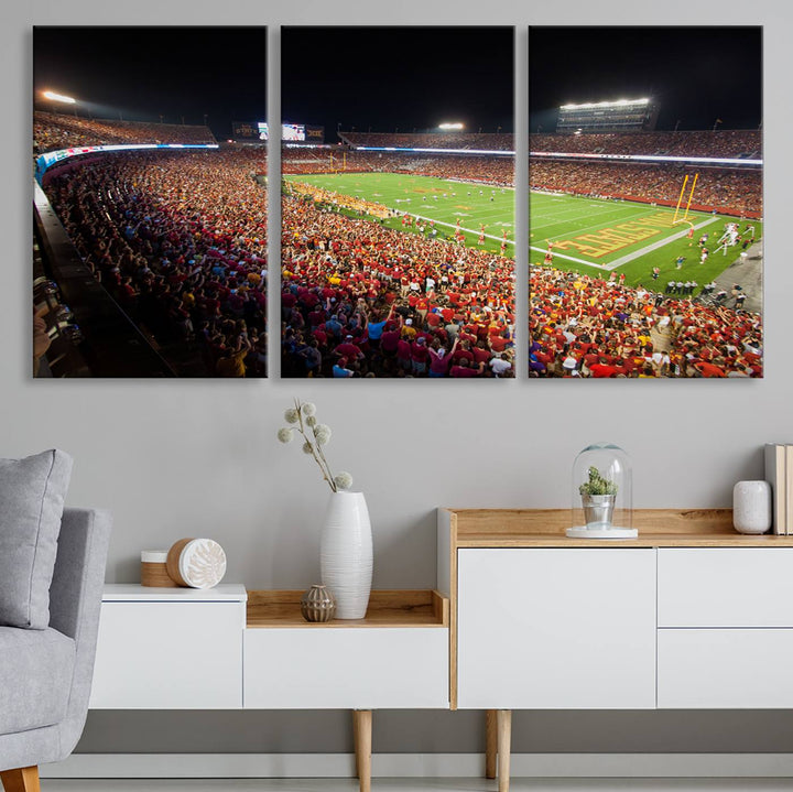 Iowa State University Cyclones Football Team Print - Ames Jack Trice Stadium Wall Art Canvas Print