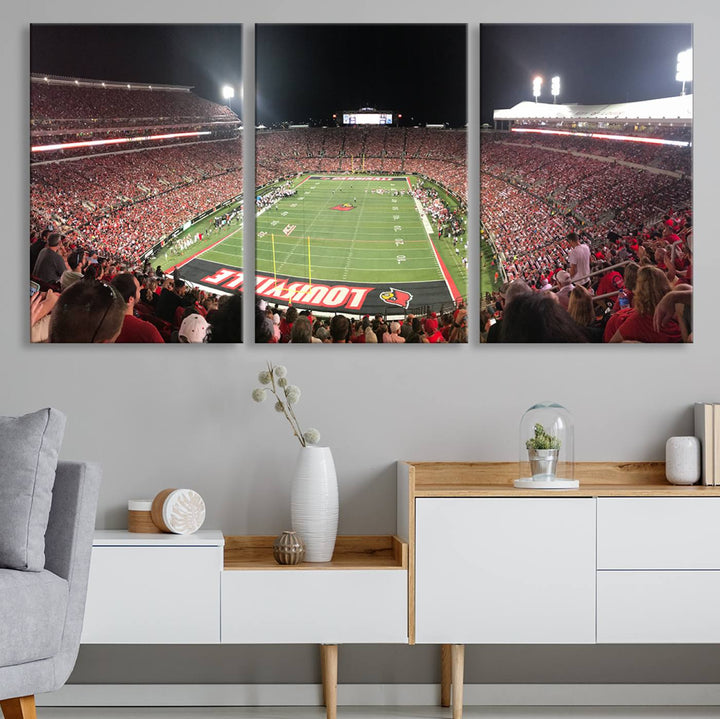 University of Louisville Cardinals Football Team Print - Louisville Cardinal Stadium Wall Art Canvas Print