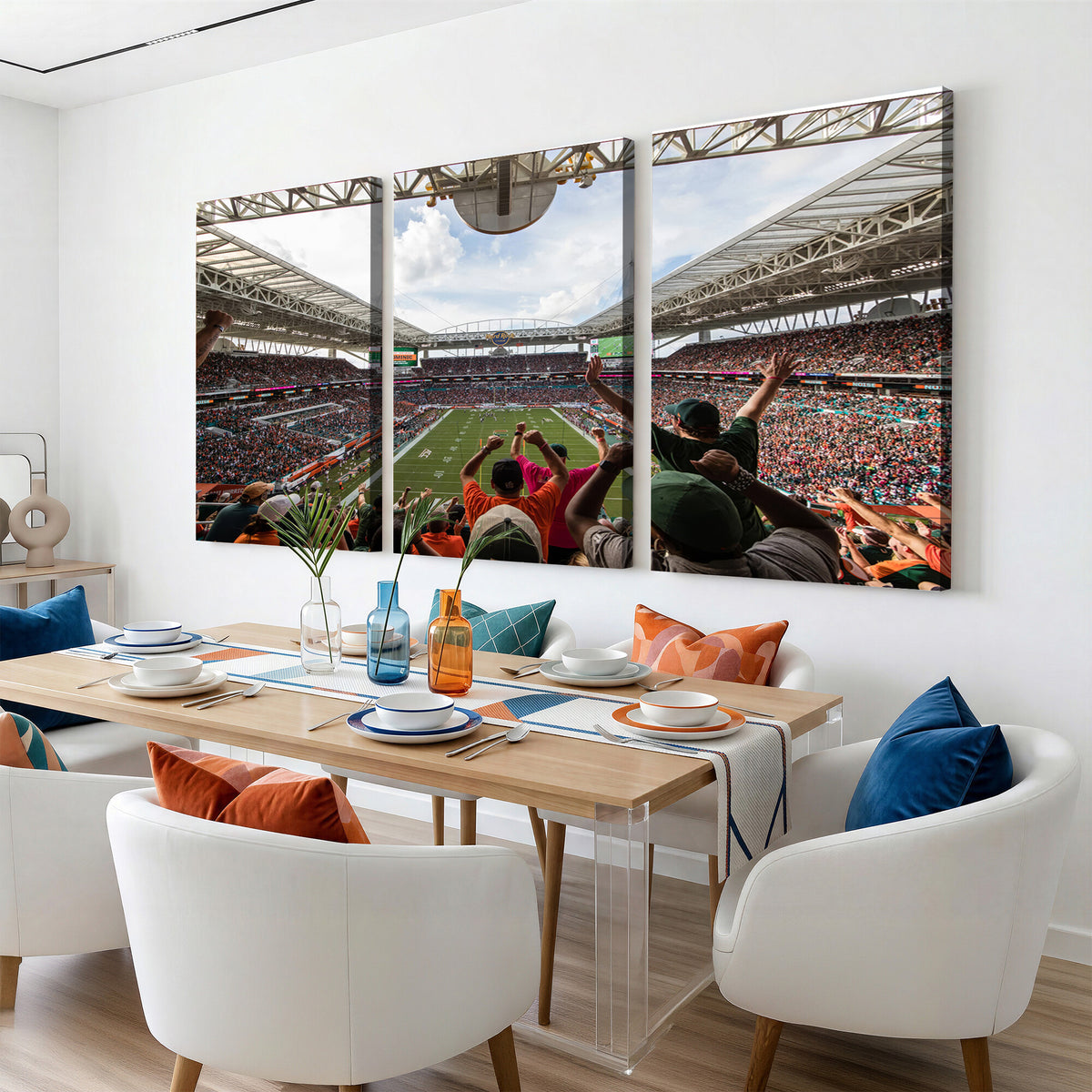 66239-MGV-CV-36X24 - Miami Hurricanes Football Team Wall Art Print - Miami Hard Rock Stadium Wall Art Canvas Print