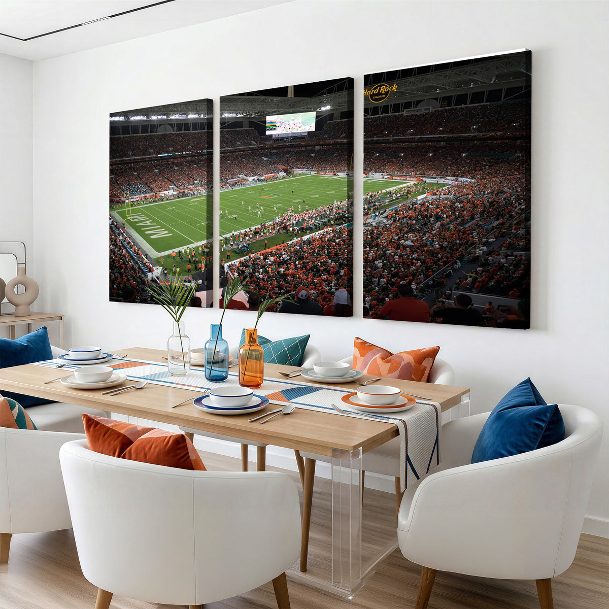 33698-MGV-CV-36X24 - Miami Hurricanes Football Team Print Canvas, Miami Hard Rock Stadium