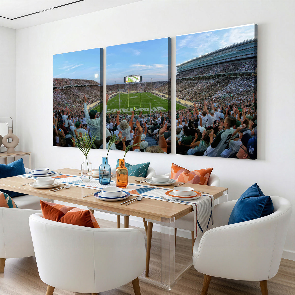 73105-PAN-FL-20X10 - Michigan State Spartans Football Team Art Print - East Lansing Spartan Stadium Wall Art Canvas Print