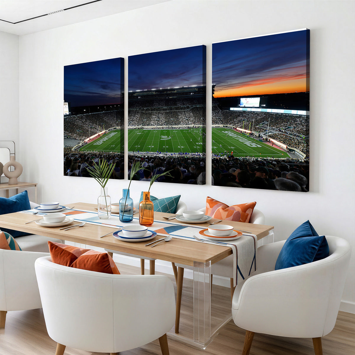 49074-MGV-CV-36X24 - Michigan State Spartans Football Team Print, East Lansing, Home Bar Wall Decor