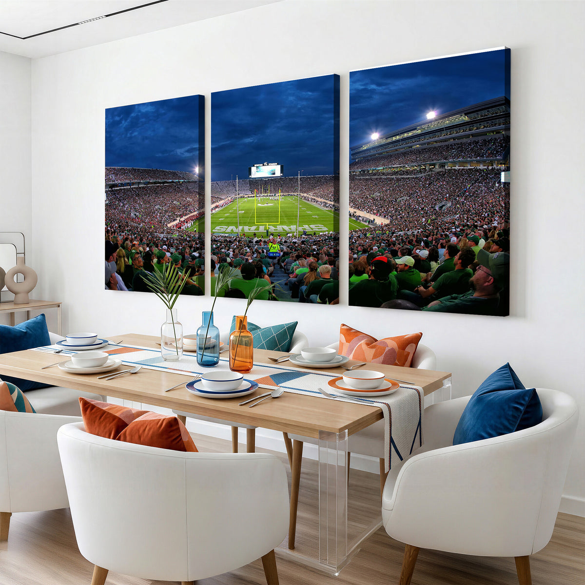 35248-MGV-CV-36X24 - Michigan State Spartans Football Team Print, East Lansing, Extra Large Game Room Wall Decor
