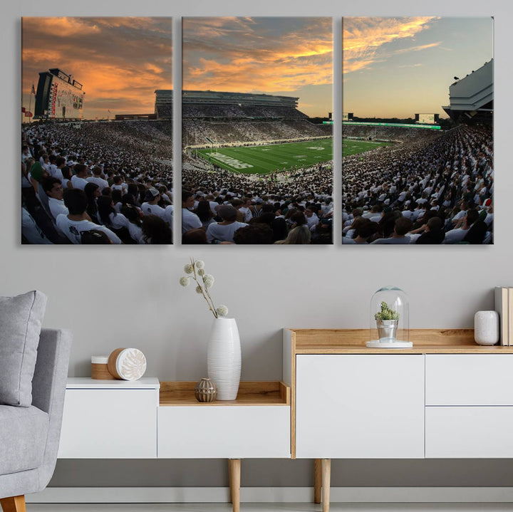 Michigan State Spartans Football Team Print - East Lansing Spartan Stadium Wall Art Canvas Print