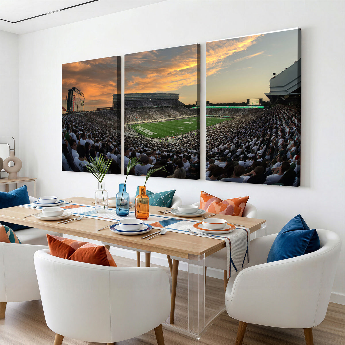 99155-MGV-CV-36X24 - Michigan State Spartans Football Team Print, East Lansing, Framed and Ready to Hang