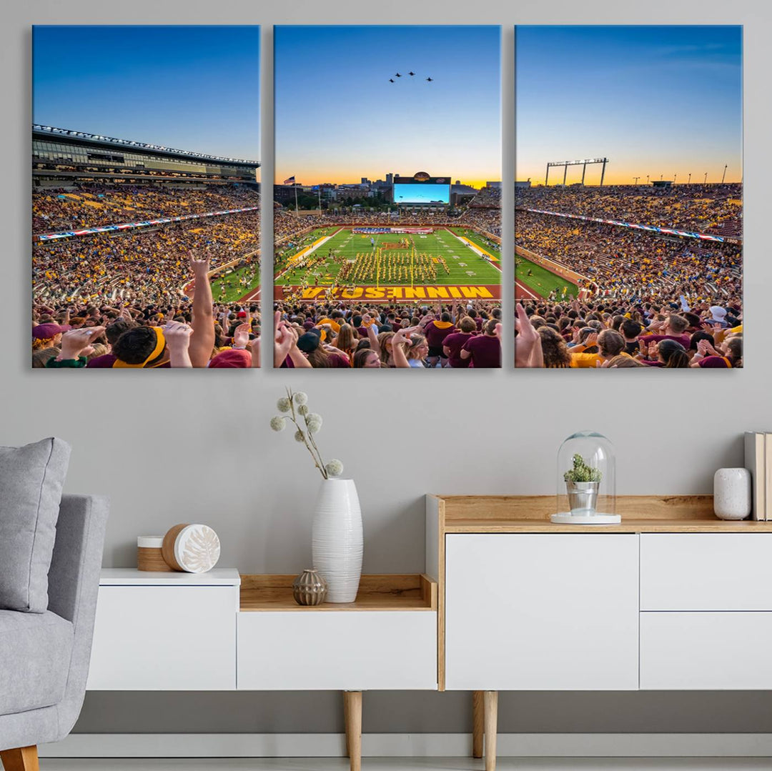 University of Minnesota Golden Gophers Football Team Print - Minneapolis Huntington Bank Stadium Wall Art Canvas Print