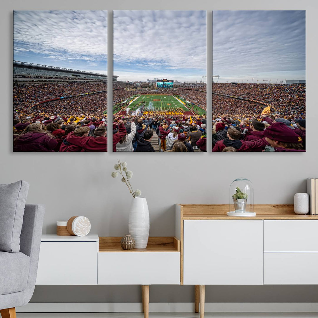 The University of Minnesotas Huntington Bank Stadium features vibrant wall art.