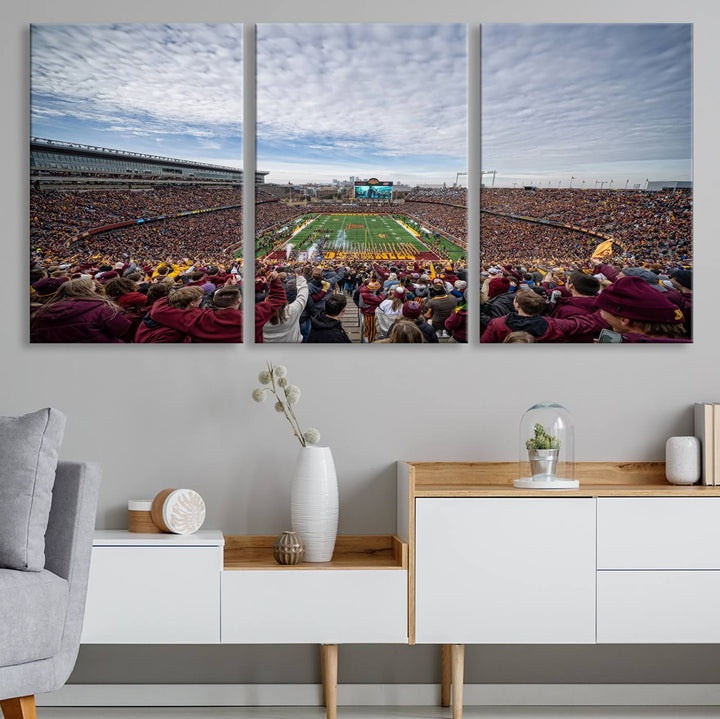 University of Minnesota Golden Gophers Football Team Print - Minneapolis Huntington Bank Stadium Wall Art Canvas Print