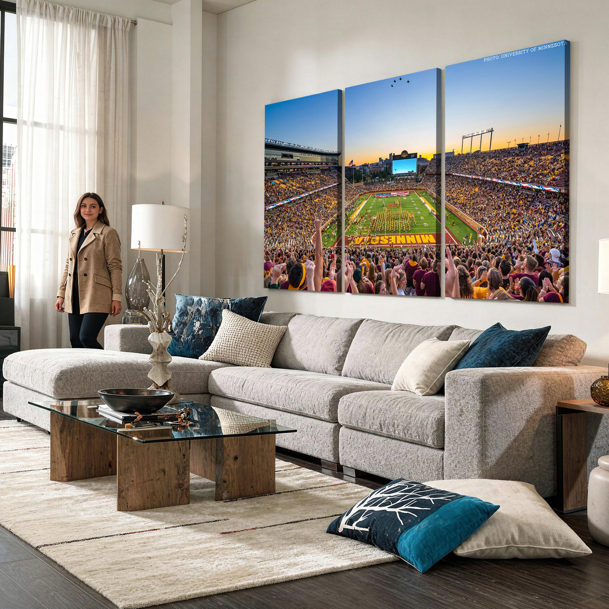 63452-PAN-FL-20X10 - University of Minnesota Golden Gophers Football Team Print - Minneapolis Huntington Bank Stadium
