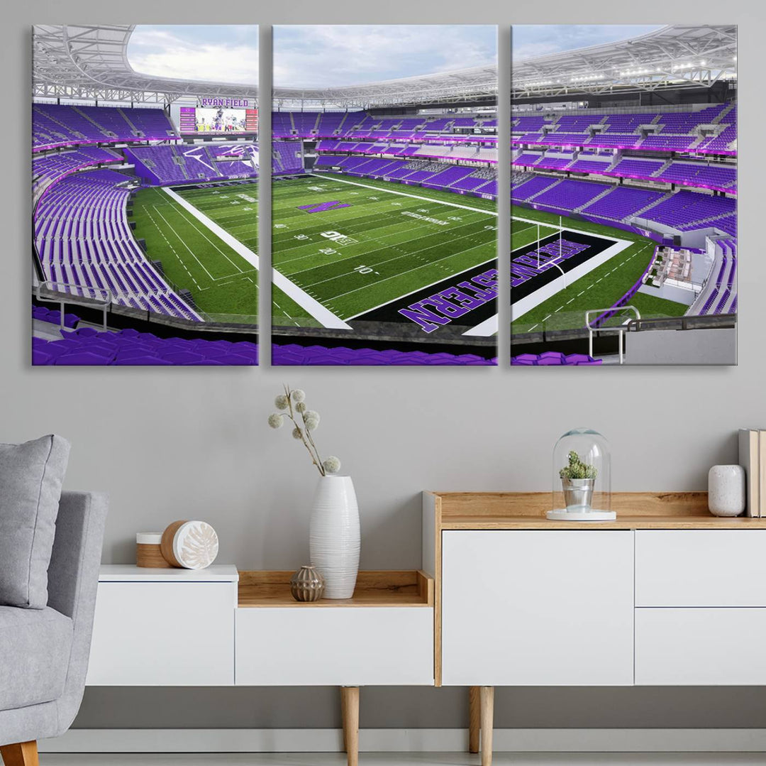 Northwestern University Wildcats Football Team Print - Evanston Ryan Field Wall Art Canvas Print