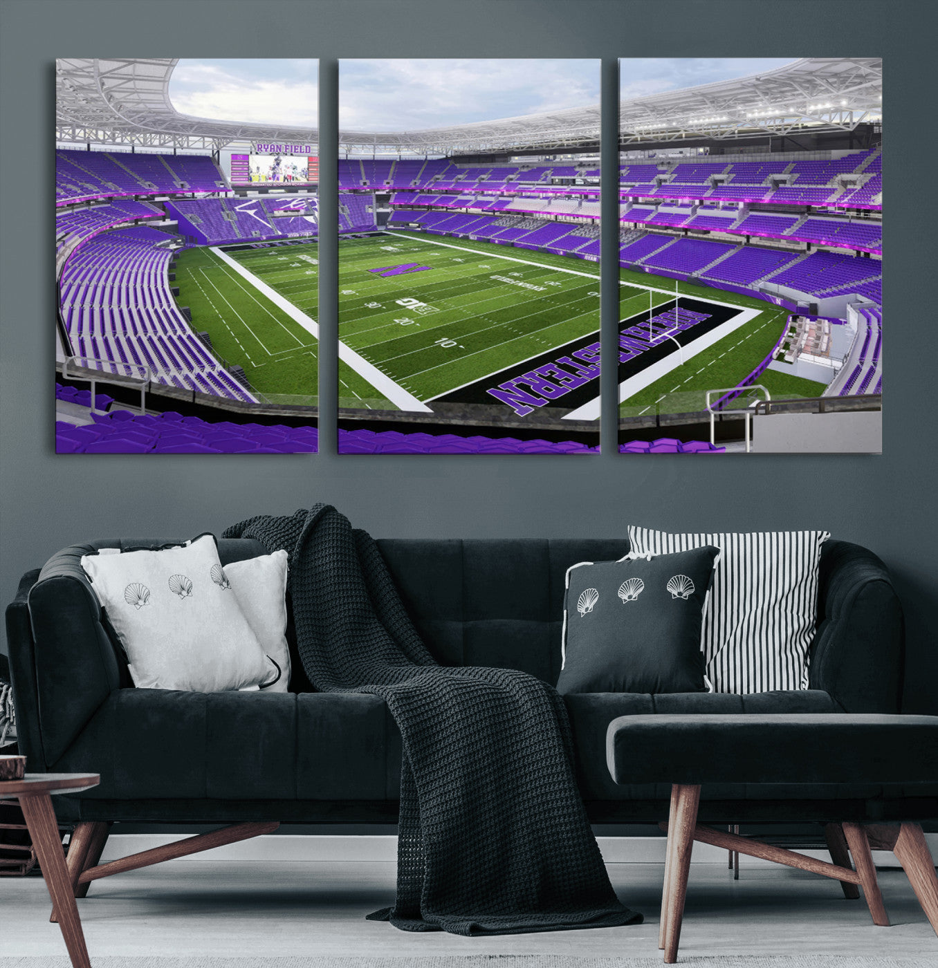 MGV-CV-60X30-3P - Northwestern University Wildcats Football Team Print - Evanston Ryan Field Wall Art Canvas Print