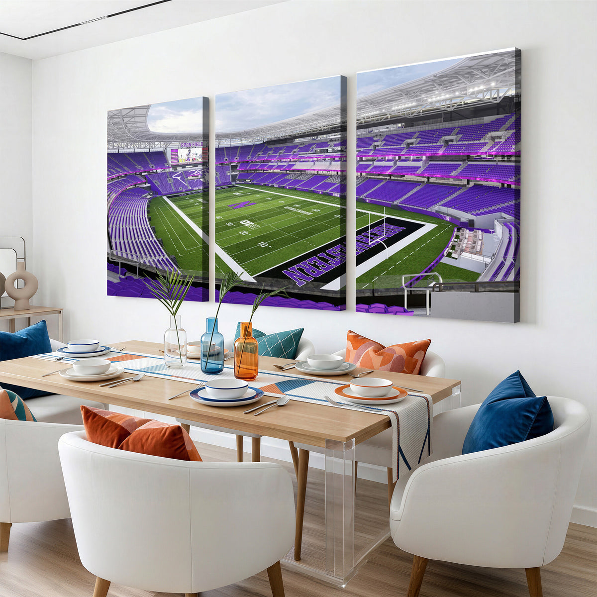 49190-MGV-CV-36X24 - Northwestern University Wildcats Football Team Print - Evanston Ryan Field Wall Art Canvas Print