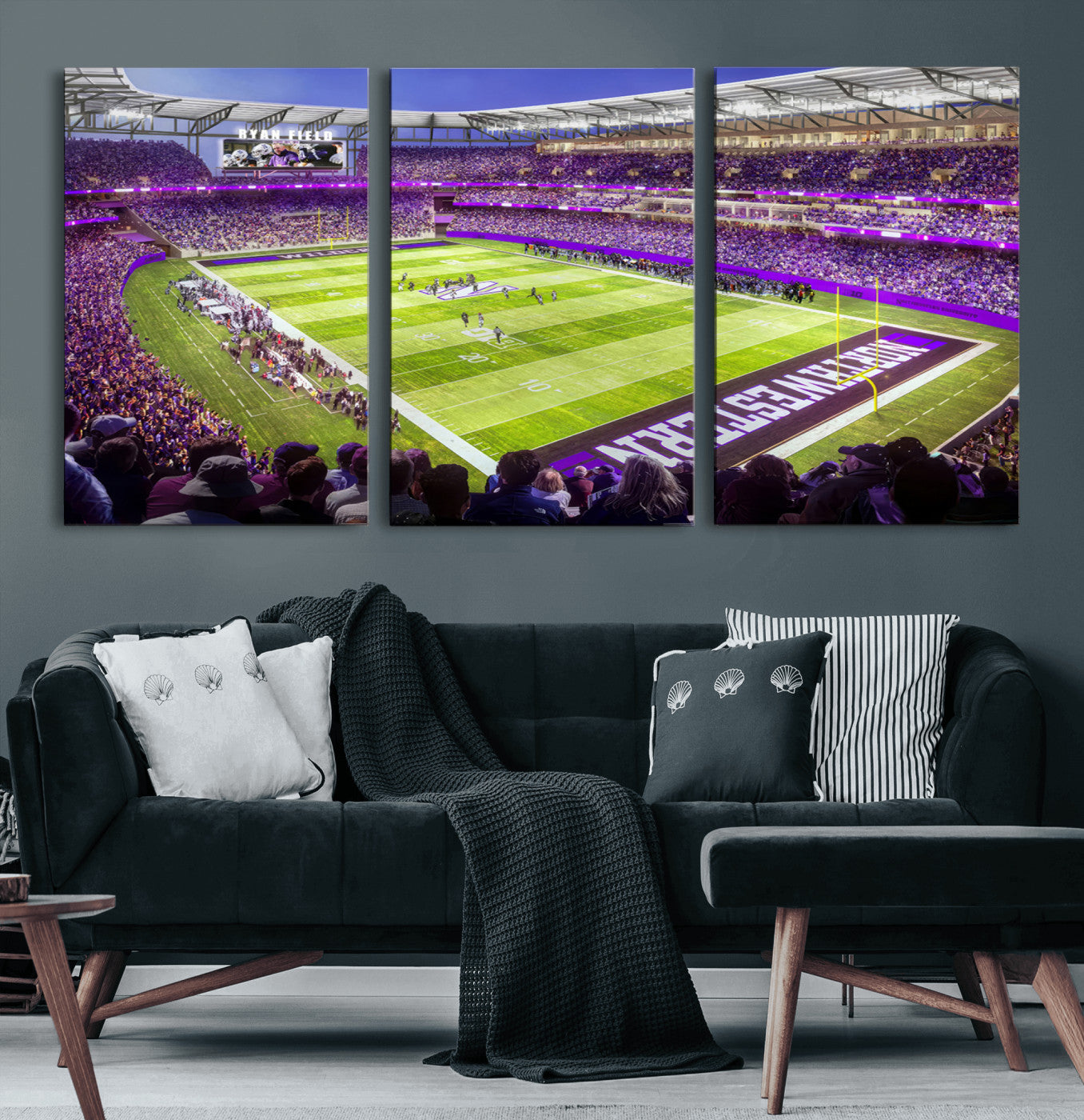 81245-MGV-CV-60X30-3P-Northwestern University Wildcats Football Team Print - Evanston Ryan Field Wall Art Canvas Print