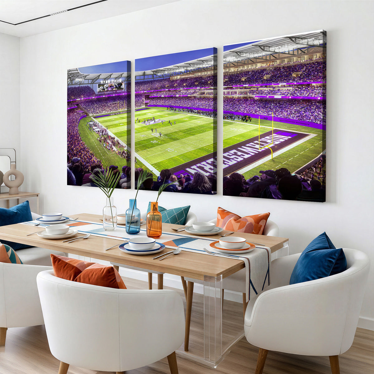 81245-MGV-CV-36X24 - Northwestern University Wildcats Football Team Print - Evanston Ryan Field Wall Art Canvas Print