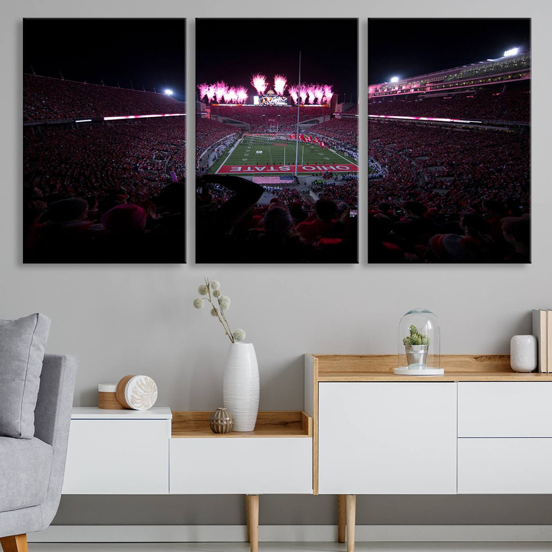 Ohio State University Buckeyes Football Team Print - Columbus Ohio Stadium Wall Art Canvas Print