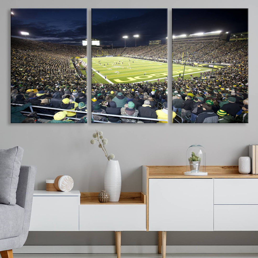 University of Oregon Ducks Football Team Print - Eugene Autzen Stadium Wall Art Canvas Print