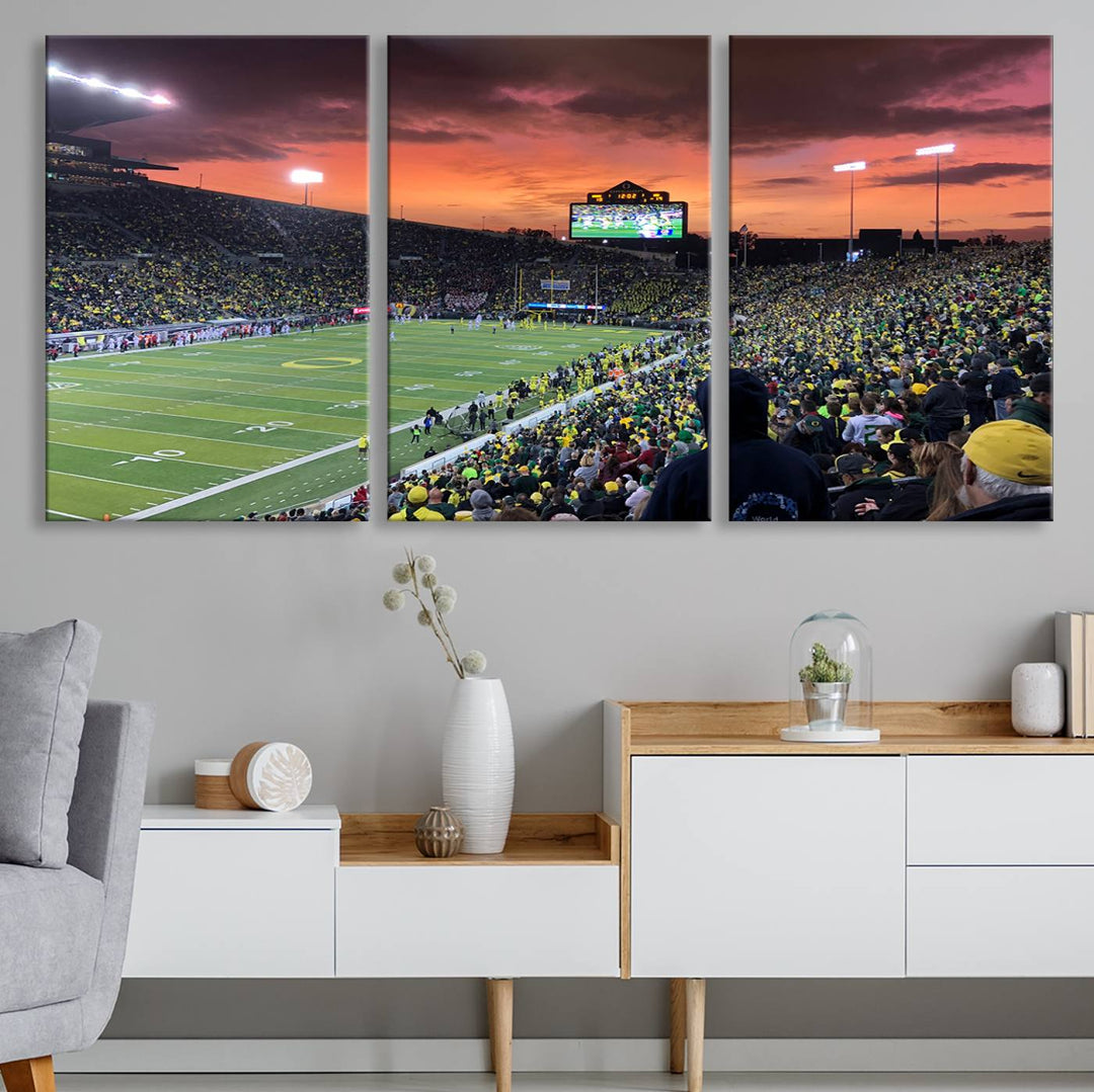 University of Oregon Ducks Football Team Print - Eugene Autzen Stadium Wall Art Canvas Print