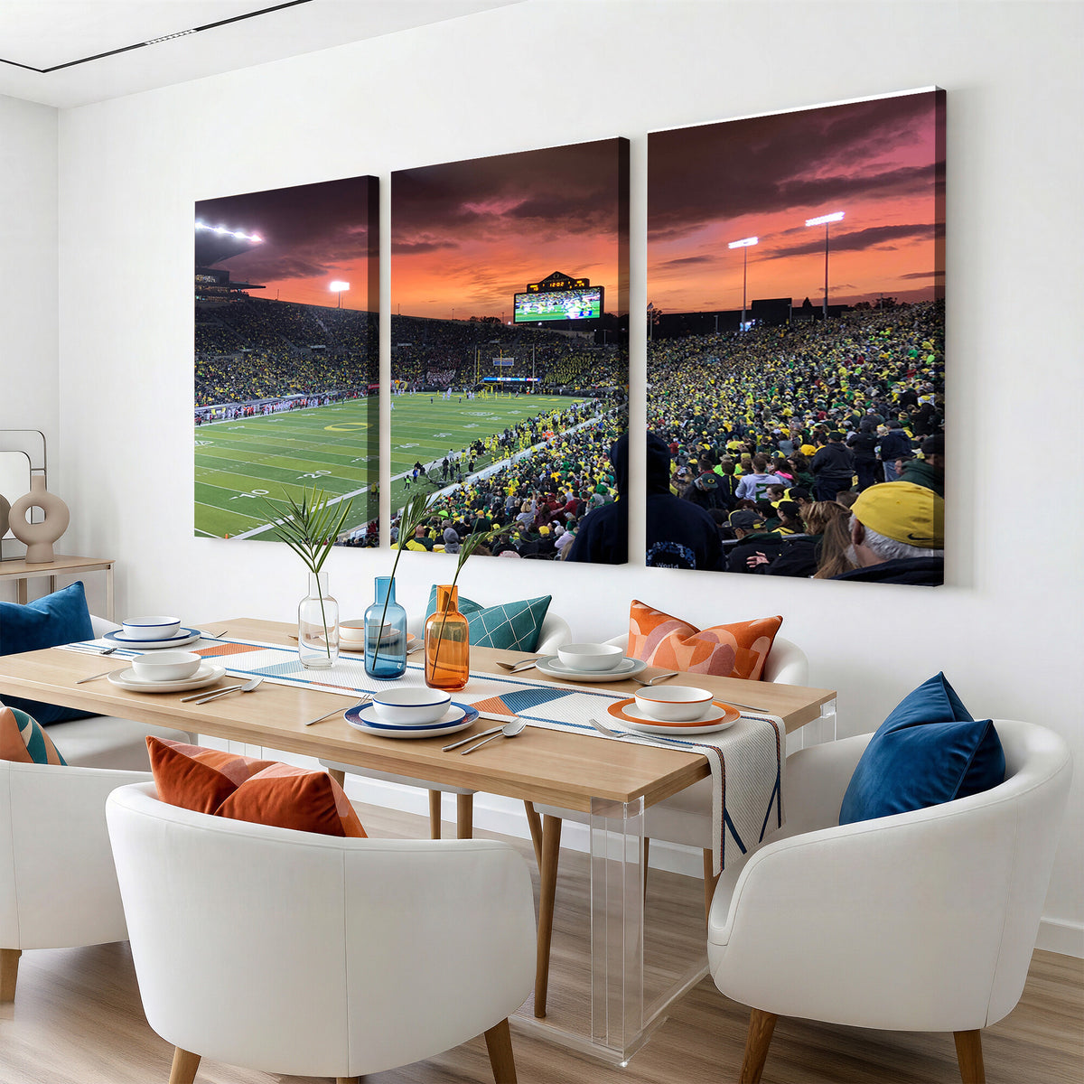 75065-MGV-CV-36X24 - Eugene Autzen Stadium Canvas Wall Art Print, Sunset Over the Football Field