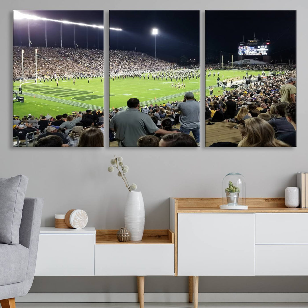 Purdue University Boilermakers Football Team Print - West Lafayette Ross-Ade Stadium Wall Art Canvas Print