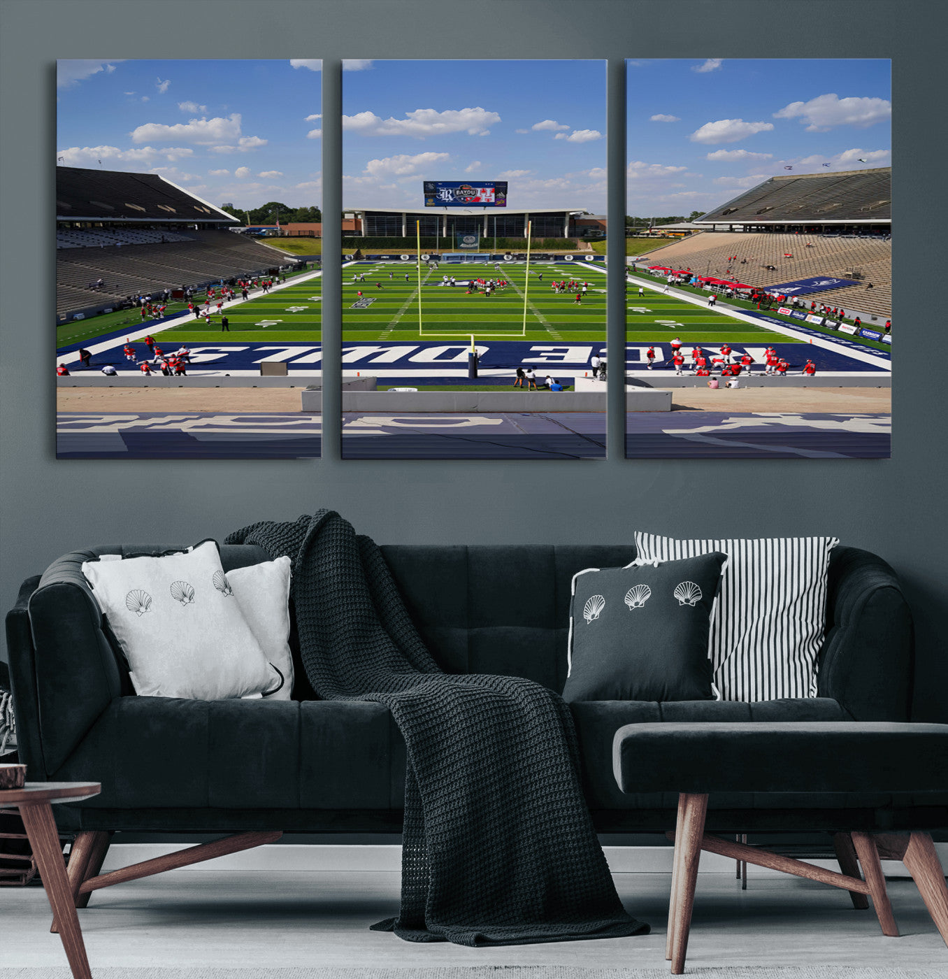 92248-MGV-CV-60X30-3P-Rice University Owls Football Team Print - Houston Rice Stadium Wall Art Canvas Print
