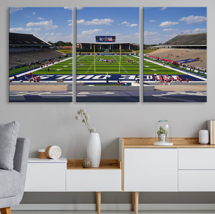 Rice University Owls Football Team Print - Houston Rice Stadium Wall Art Canvas Print