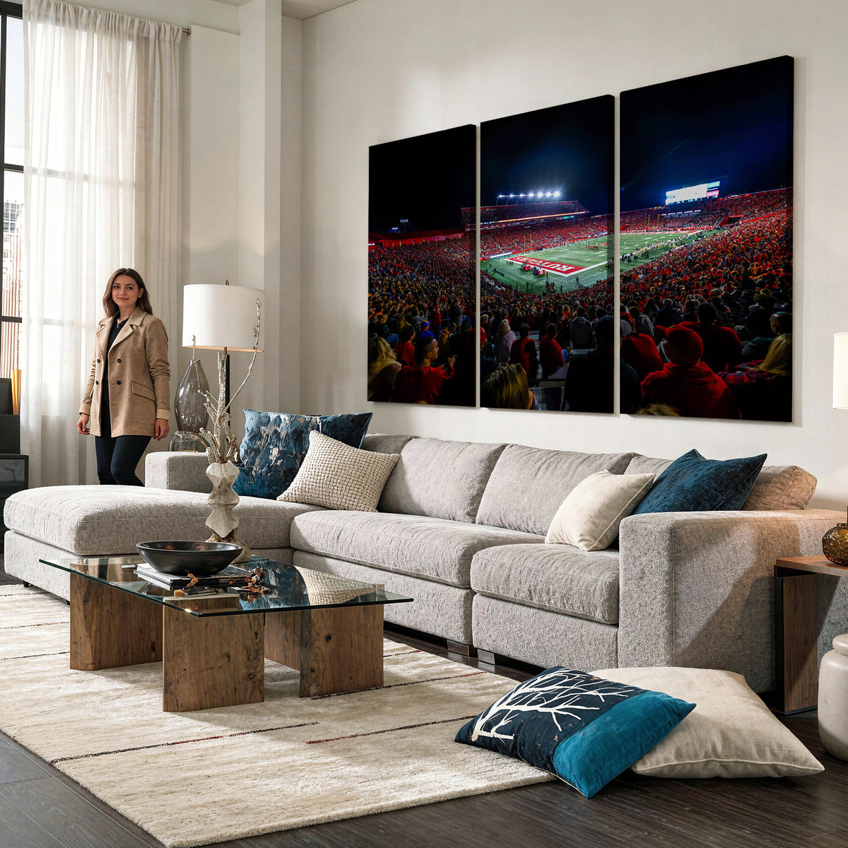18115-PAN-FL-20X10 - Rutgers Scarlet Knights Football Team Print - SHI Stadium, Piscataway Wall Art Canvas Print