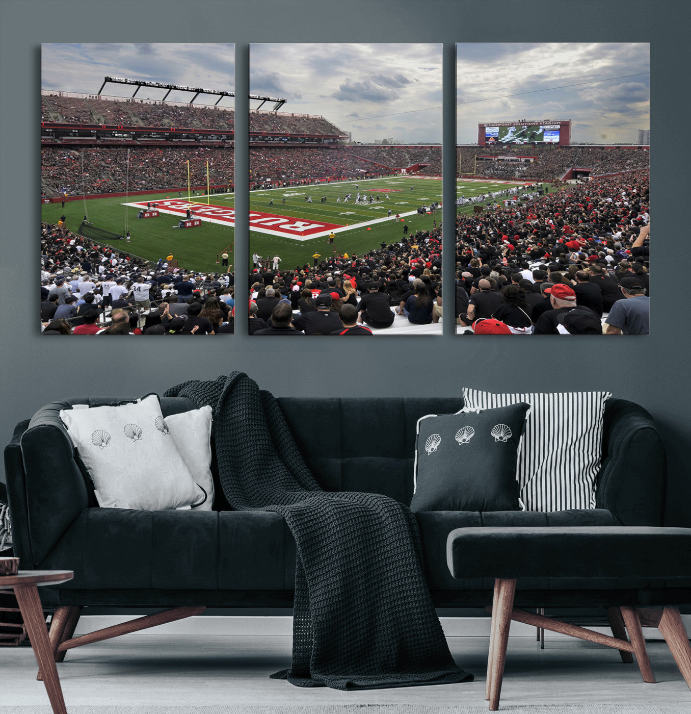 66777-MGV-CV-36X24-Rutgers Scarlet Knights Football Team Print - SHI Stadium, Piscataway Wall Art Canvas Print