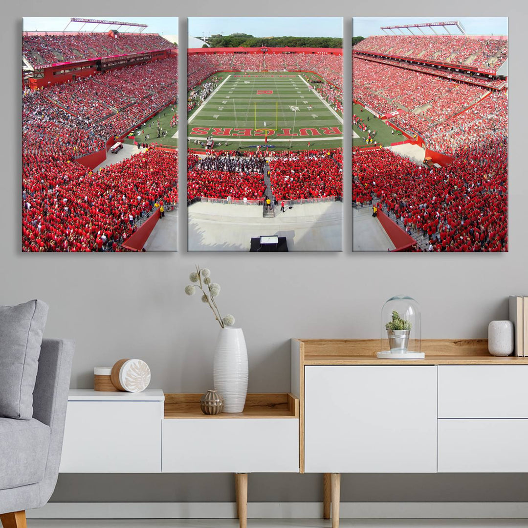 Rutgers Scarlet Knights Football Team Print - Piscataway SHI Stadium Wall Art Canvas Print