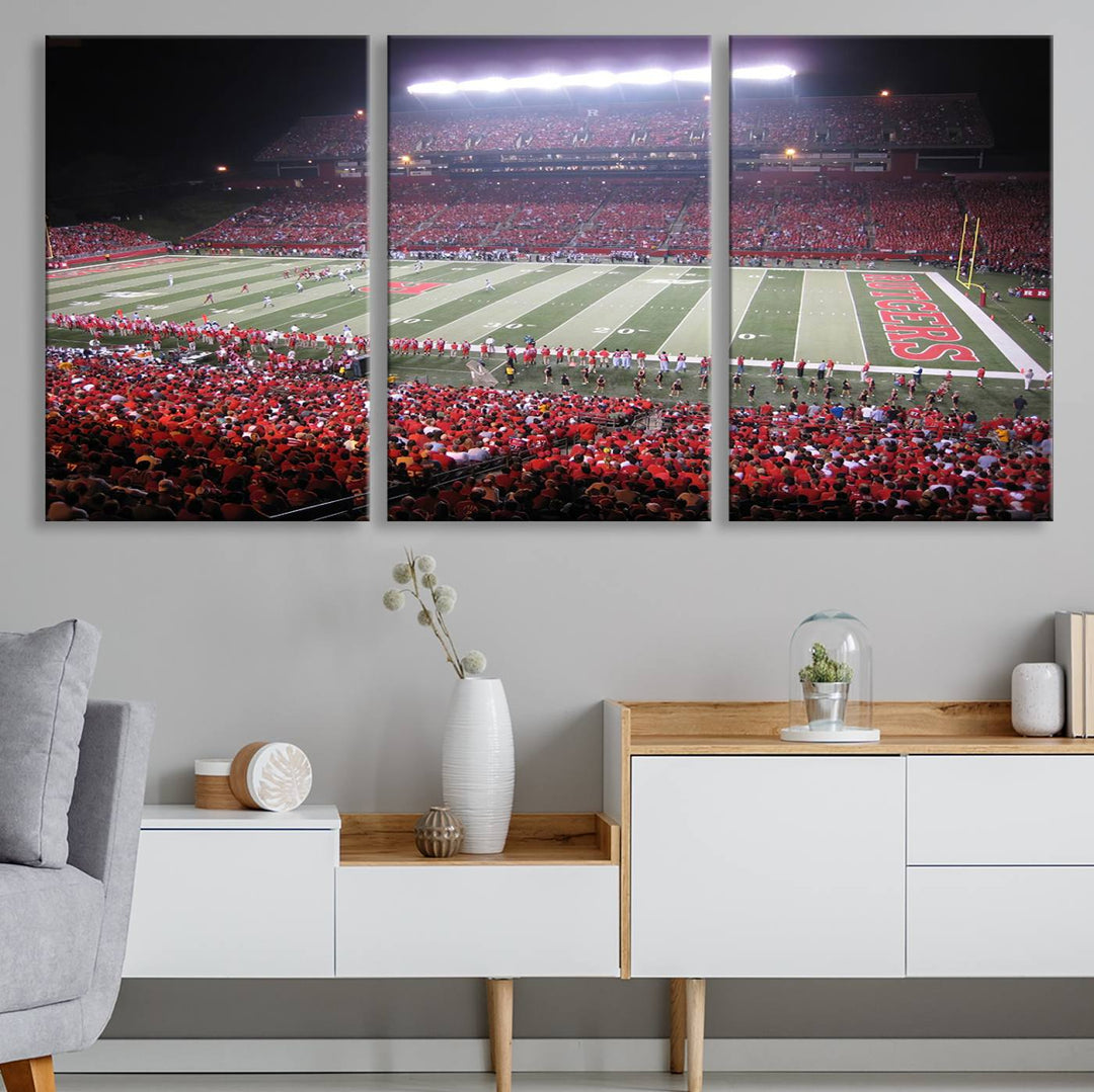 Rutgers University Scarlet Knights Football Team Print - Piscataway SHI Stadium Wall Art Canvas Print