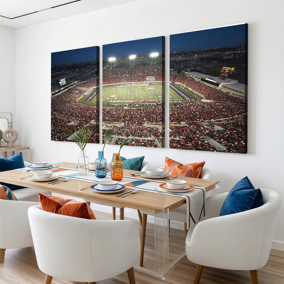 55763-MGV-CV-36X24 - Texas Tech Red Raiders Football Team Print, Lubbock Jones AT&T Stadium, Framed and Ready to Hang