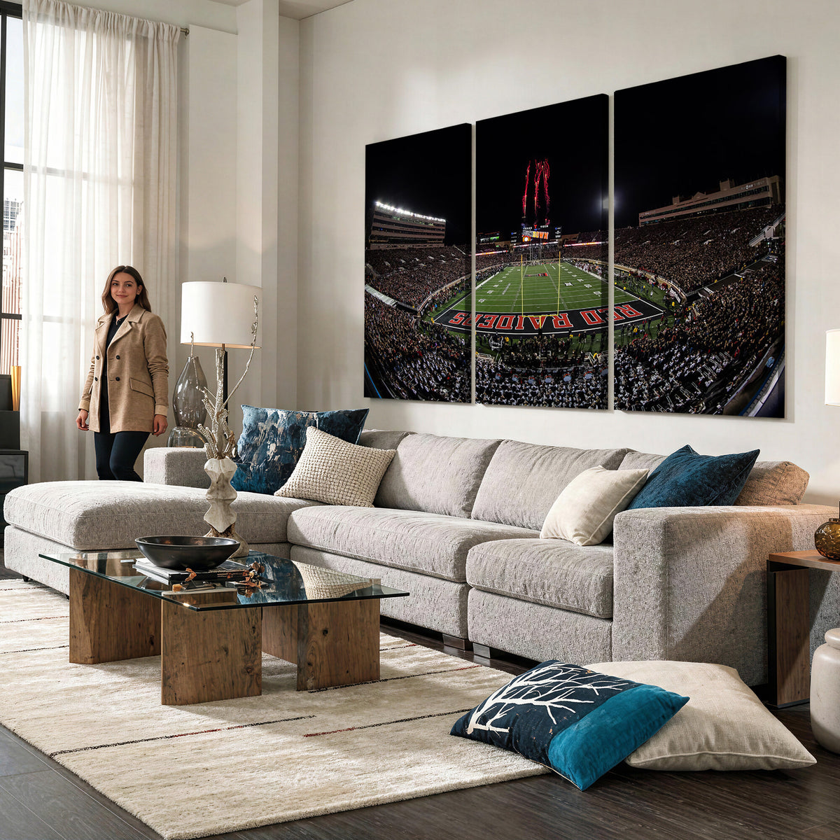 83122-PAN-FL-20X10 - Framed Texas Tech Red Raiders Stadium Canvas, Texas Tech Red Raiders Football Team Print - Lubbock
