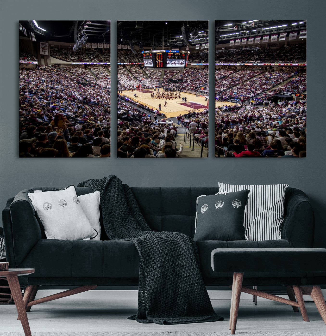 MGV-CV-60X30-3P - University of Nebraska Cornhuskers Basketball Team Print - Lincoln Red Arena Wall Art Canvas Print