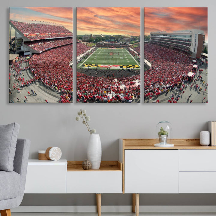 University of Maryland Terrapins Football Team Print - College Park SECU Stadium Wall Art Canvas Print