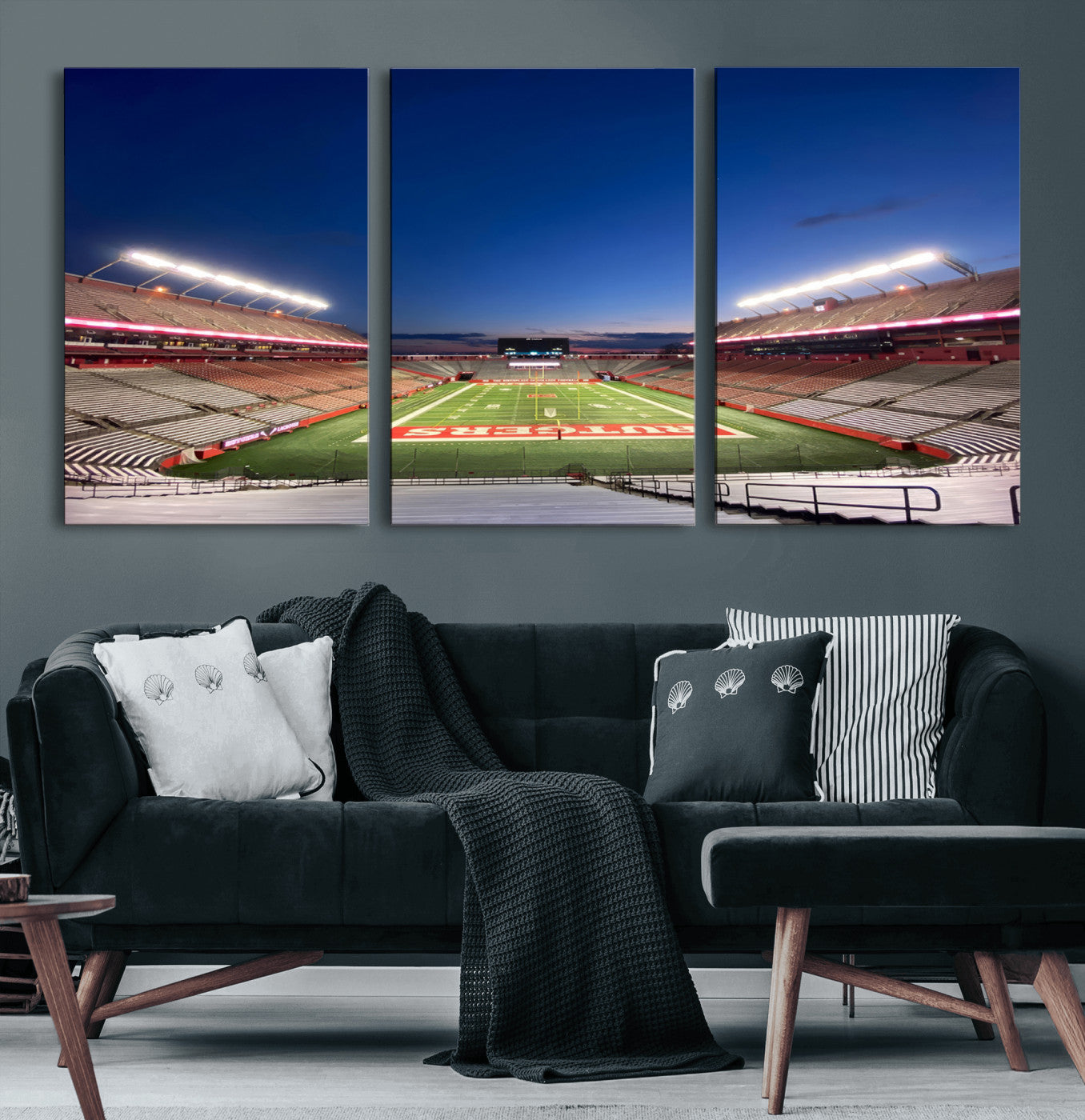 MGV-CV-60X30-3P - Rutgers Scarlet Knights Football Team Print - Piscataway SHI Stadium Wall Art Canvas Print