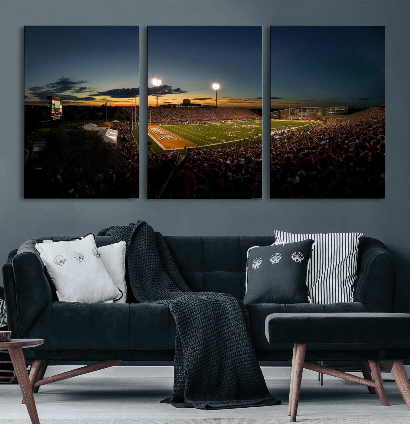 15980-MGV-CV-60X30-3P-Ball State Cardinals Football Team Print - Muncie Scheumann Stadium Wall Art Canvas Print