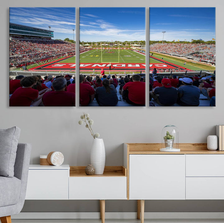 Ball State Cardinals Football Team Print - Muncie Scheumann Stadium Wall Art Canvas Print