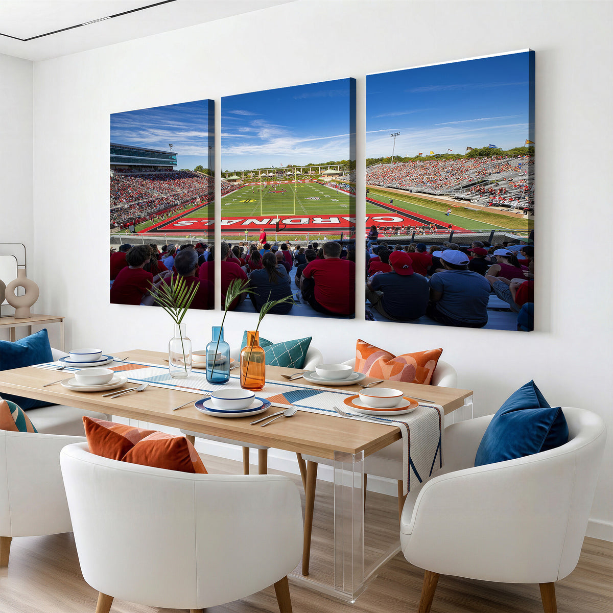 71475-MGV-CV-36X24 - Ball State Cardinals Football Team Print, Muncie Scheumann Stadium