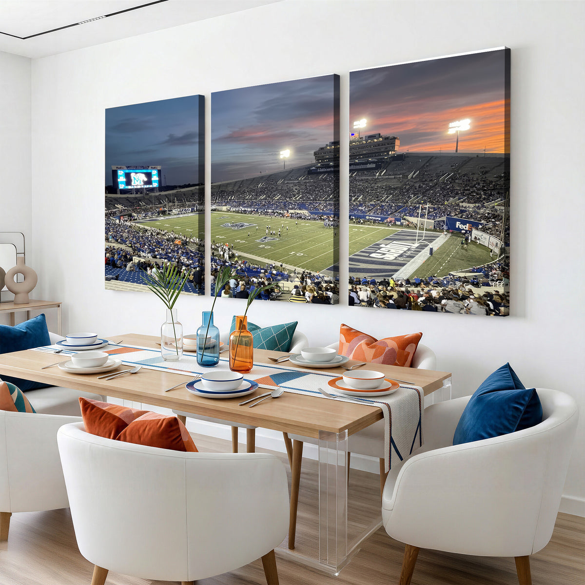 64409-MGV-CV-36X24 - Memphis Tigers Football Team Print, Memphis Simmons Bank Liberty Stadium